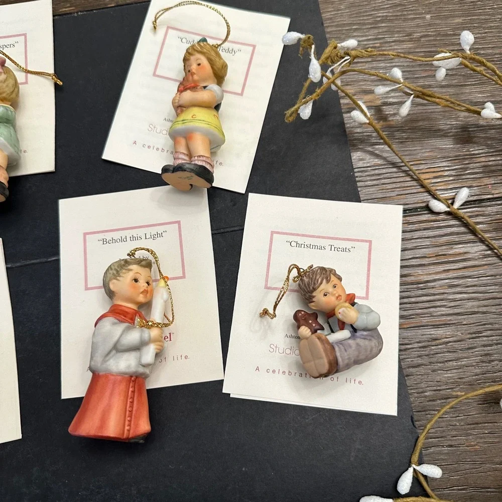 Studio Hummel Goebel Christmas Ceramic Ornaments 7 Pc Vintage 1991 NEW